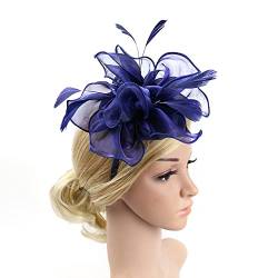 Damen Mädchen Hochzeit Royal Ascot Race Fascinators Top Hat Fascinator Hüte Kopfbedeckung Feder Blume Stirnband Cocktail Tee Party (Marineblau) von Unbekannt