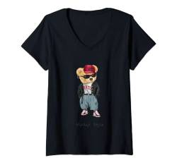 Damen Teddybär T-Shirt mit V-Ausschnitt von Unbekannt