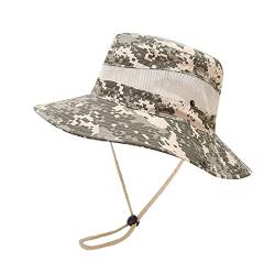 Damen-Trainingsmütze Camouflage Atmungsaktive breite Krempe Boonie Hat Outdoor Mesh Cap zum Angeln auf Reisen (Khaki, One Size) von Unbekannt