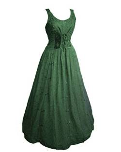 Dark Dreams Gothic Mittelalter LARP Kleid Samt Bestickt mit Schnürung Talisha 36 38 40 42, Farbe:grün, Größe:S/M von Unbekannt