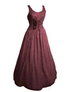 Dark Dreams Gothic Mittelalter LARP Kleid Samt Bestickt mit Schnürung Talisha 36 38 40 42, Größe:L/XL, Farbe:Bordeaux von Unbekannt