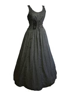 Dark Dreams Gothic Mittelalter LARP Kleid Samt Bestickt mit Schnürung Talisha 36 38 40 42, Größe:L/XL, Farbe:schwarz von Unbekannt