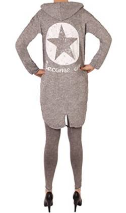 Fashion You Want Damen Cardigan Sterne Star Sweatjacke Bolero Strickjacke Become a Star (44/46, dunkelgrau) von Unbekannt