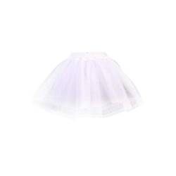 Frauen Mädchen Doppelschichtige einfarbige kurze Tüll Petticoats elastischer Bund A Linie Mesh Unterrock Crinolines für Hochzeitskleid, weiß, Large von Unbekannt