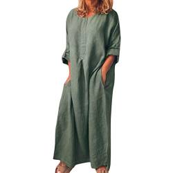 Générique Mittelalterliches Damenkleid – langes Kleid aus Baumwolle mit langen Ärmeln für Frauen mit Rundhalsausschnitt und Taschen, Damenkleider, D Winter, 1 – Grau, XXXL von Unbekannt