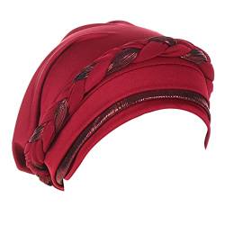 Gentleman Laufmütze Frauen Braid Turban Hüte Hut Mütze Haar Bonnet Kopftuch Wrap Cover Atmungsaktives Kopftuch (Wine, One Size) von Unbekannt