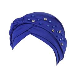 Herrenmode Hut Große elastische einfarbige bequeme flache Damenmütze einfarbig Ohrstecker Ohrstecker geflochten Kappe (Blue, One Size) von Unbekannt