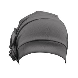 -Hut-Kappe ethnischer böhmischer vorgebundener Zopf-Haar-Abdeckungs-Verpackungs-Turban-Kopfbedeckungs-Hut Schweißband Damen Schwarz (Grey, One Size) von Unbekannt
