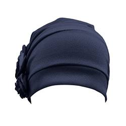 -Hut-Kappe ethnischer böhmischer vorgebundener Zopf-Haar-Abdeckungs-Verpackungs-Turban-Kopfbedeckungs-Hut Schweißband Damen Schwarz (Navy, One Size) von Unbekannt