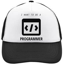 I Want to Be A Programmer, More, Less, Equal Signs Mesh Back Trucker Cap Verstellbare Snapback Hut Casu Schwarz, Schwarz , Einheitsgröße von Unbekannt