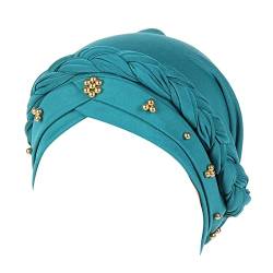 Jungen einfacher Hut Pure Pearl Stirnband Damen elastische Stirnbandkappe Stirnbandkappe für Damen Atmungsaktives Kopftuch (Green, One Size) von Unbekannt