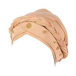 Jungen einfacher Hut Pure Pearl Stirnband Damen elastische Stirnbandkappe Stirnbandkappe für Damen Atmungsaktives Kopftuch (Khaki, One Size) von Unbekannt