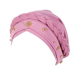 Jungen einfacher Hut Pure Pearl Stirnband Damen elastische Stirnbandkappe Stirnbandkappe für Damen Atmungsaktives Kopftuch (Pink, One Size) von Unbekannt
