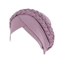 Lässige Kopfbedeckung für Frauen Ethnische Wrap Kopfbezug Bohemian Cancer Zopf hat Turban Mütze Einfaches Haarband für Frauen (Pink, One Size) von Unbekannt