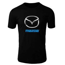 Mazda T-Shirt Logo Clipart Herren CAR Auto Tee TOP Black White Short Sleeves (S, Black) von Unbekannt