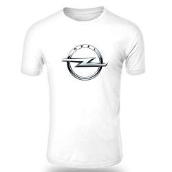 OPEL T-Shirt Logo Clipart Herren CAR Auto Tee TOP SCHWARZ WEIß Short Sleeves (WEIß, 4XL) von Unbekannt