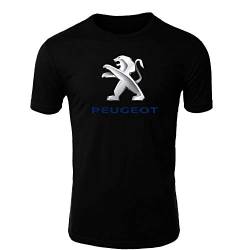 Peugeot T-Shirt Logo Clipart Herren CAR Auto Tee TOP Black White Short Sleeves (XL, Black) von Unbekannt
