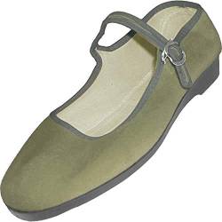 Samt Ballerina CHINA FLAT olivegreen 39 von Unbekannt