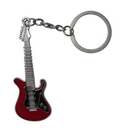 Schlüsselanhänger E-Gitarre rot aus Stahl, 9 x 3 cm, Edelstahl von Unbekannt