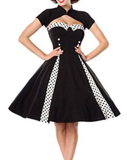 Schwarz weißes ausgestelltes Rockabilly Kleid mit Stehkragen und abnehmbaren Bolereo Stoffknöpfe und Rückenausschnitt XXL von Unbekannt