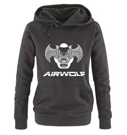 Unbekannt Airwolf - Logo III - Damen Hoodie - Schwarz / Weiss-Grau Gr. S von Unbekannt