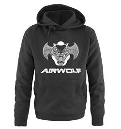 Unbekannt Airwolf - Logo III - Herren Hoodie - Schwarz / Weiss-Grau Gr. XL von Unbekannt