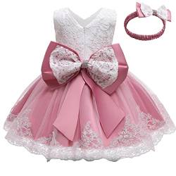 Unbekannt Allence Baby Mädchen Bowknot Spitze Prinzessin Kleid 2tlg Set Bowknot Spitze Taufkleid Festlich Kleid Hochzeit Party Festzug Taufe Tutu Kleid 0-2 Jahre von Unbekannt