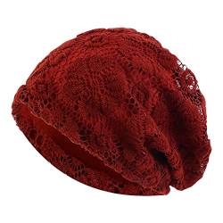 Unbekannt Chemo Mützen Damen Sommer Spitzen Beanie Kopftuch Super Weich Slouchy Turban Kopfbedeckungen Kop Wraps Beanie Mütze Kappe für Haarausfall, Kreb, Chemo Wein von Unbekannt