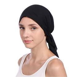Unbekannt Damen Chemo Turban Mütze Vorgebundenes Kopftuch Headwraps Leichte Hut Schwarz von Unbekannt