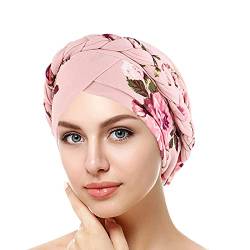 Unbekannt Damen Turban Elegant Blumen Kopftuch Bandanas Elastische Stirnband Beani Hijab Chemo Hut Islamischen Kopfbedeckung Muslim Kopfschmuck Chemotherapi Kappe Headwear für Haarausfall Kreb Beige von Unbekannt