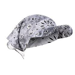 Unbekannt Damen Visor Bandana mit Schirm Haarband Baumwolle Beanie Kopftuch Schal Hüte Sonnenhut Tennis Baseball-Mütze Turban Kopfbedeckung Headwear Kop Wraps Sonnenblende Kappe Grey von Unbekannt