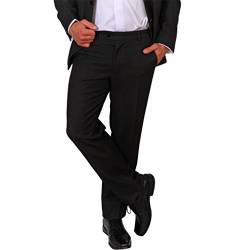 Unbekannt Herren Büro Hose Klassisch Schwarz Anzughose Bundfaltenhose Lang Business (Schwarz, 48) von Unbekannt