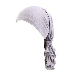 Unbekannt Kopftuch Damen Elegante Bandana Slouch Mütze Outdoorhut Schal Turban Headwear Chemo Beanie Schal Bandana Hüte Headwear für Kreb, Chemo, Haarausfall Grey von Unbekannt