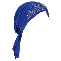 Unbekannt Kopftuch Damen Muslim Kopfbedeckung Turban Kopftuch Schal Turban Headwear Hijab Chemo Mütze Vorgebundenes Kopftuch Headwraps Leichte Hut Chemo Beanie Blau von Unbekannt