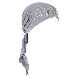 Unbekannt Kopftuch Damen Muslim Kopfbedeckung Turban Kopftuch Schal Turban Headwear Hijab Chemo Mütze Vorgebundenes Kopftuch Headwraps Leichte Hut Chemo Beanie Grey von Unbekannt