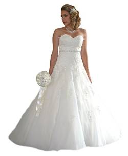 Unbekannt NEU Brautkleid Schleppe Hochzeitskleid Gr. 34-48 Spitze Braut Kleid Hochzeit (48, Champagner) von Unbekannt