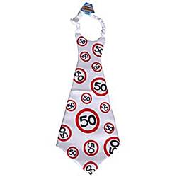 Unbekannt Riesen-Krawatte 50" Geschenk für Männer zum 50. Geburtstag weiß/rot von Unbekannt