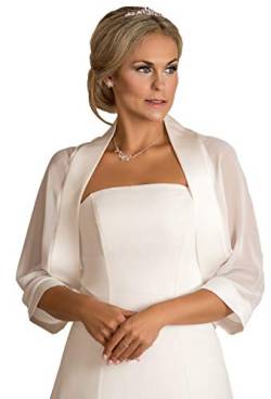 Unbekannt Schal Brautkleid Bolero aus Chiffon Satin Stola Chiffon Ivory Jacke Braut Brautbolero Jäckchen (Ivory) von Unbekannt