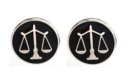 Unbekannt Schwarze Juristen Manschettenknöpfe Justitia Symbol für Gerechtigkeit rund schwarz silbern Plus Geschenkbox von Unbekannt