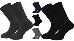 Unbekannt Socken für Herren aus reiner Baumwolle (100%) - Farbmix im Set 10-20 Paar Business- oder Anzugsocken handgekettelt (43-46, 10 X Blau-Mix, 5 X Schwarz) von Unbekannt