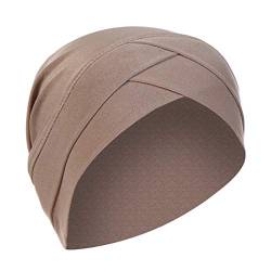 Unbekannt Turban Damen Chemo Muslim Turban Frauen Sommer Beani Mützen Atmungsaktiv Chemo Mützen Baumwolle Khaki von Unbekannt