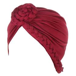 Unisex-Outdoor-Haarband Frauen Braid Turban Hüte Hut Mütze Haar Bonnet Kopftuch Wrap Cover Einfaches Haarband für Frauen (Wine, One Size) von Unbekannt