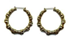 große Damen Ohrringe Creolen"Reifen" in Bambus-Optik von Unbekannt