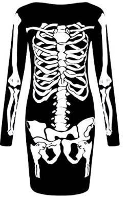 Damen Halloween Skelett Knochen Kleid Body Anzug Overall Leggings Plus 36-48 von Unbranded