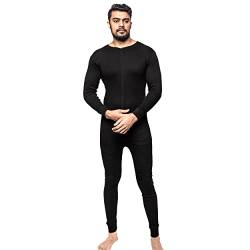 Herren-Thermo-Unterwäsche, Einteiler, Body, mit Reißverschluss, Ski-Unterwäsche Gr. Medium, schwarz von Unbranded