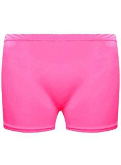 Unbranded Mädchen Microfiber Hot Pants Kurze Hose Tanzen Fitness-Studio Stretch Shorts Alter 5-12 (Alter 13-14, Neon Rosa) von Unbranded