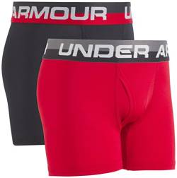 Under Armour Big Boys' 2 Pack Performance Boxer Briefs, Red/Black, YLG von Under Armour