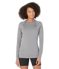 Under Armour Damen Authentics Langarm-T-Shirt mit Rundhalsausschnitt Hemd, Charcoal Light Heather (019) / Schwarz, Medium von Under Armour