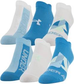 Under Armour Damen Essential 2.0 No Show, 6-Pairs Socken, Radar blau Sortiert, Medium (6er Pack) von Under Armour