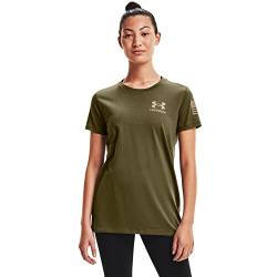 Under Armour Damen New Freedom Flag T-Shirt Hemd, Marine Od Green (390) / Desert Sand, Groß von Under Armour